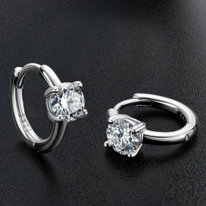 Sterling Silver Moissanite Hoop Earrings 0.5ct Gift
