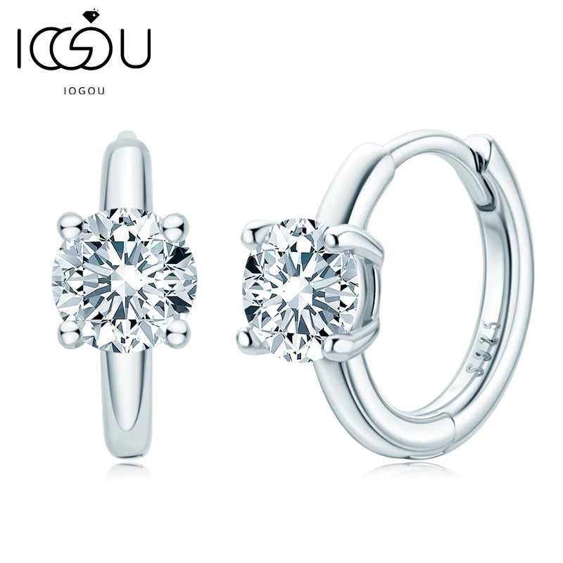 Sterling Silver Moissanite Hoop Earrings 0.5ct Gift