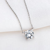 925 Silver Round Cut Pendant Necklace For Women Simulated Diamond Jewelry