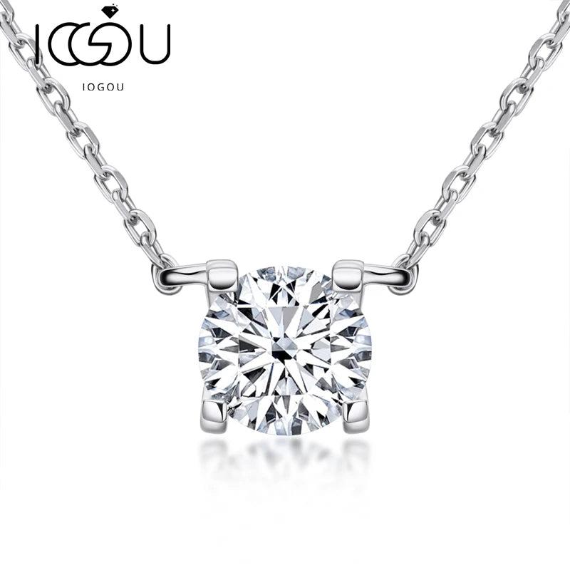 925 Silver Round Cut Pendant Necklace For Women Simulated Diamond Jewelry