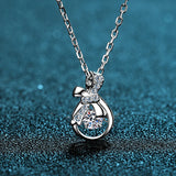925 Silver Moissanite Necklace Vintage 0.3ct Bow-Knot Money Bag Pendant
