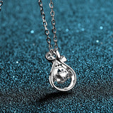 925 Silver Moissanite Necklace Vintage 0.3ct Bow-Knot Money Bag Pendant