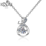 925 Silver Moissanite Necklace Vintage 0.3ct Bow-Knot Money Bag Pendant