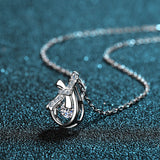 925 Silver Moissanite Necklace Vintage 0.3ct Bow-Knot Money Bag Pendant