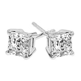 925 Silver Stud Earrings Women 4-Claws Square Zirconia Wedding Jewelry