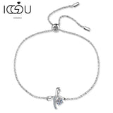925 Silver Round Moissanite Bracelet 0.3ct Bowknot Birthday Gift