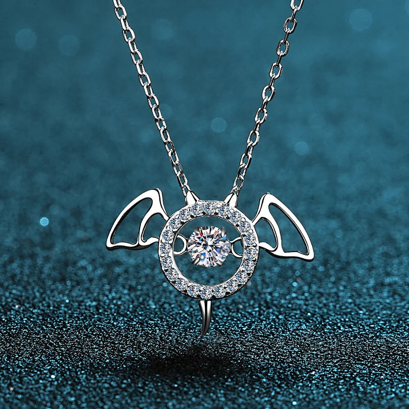Animal Style Dancing Pendant Necklace with 0.3ct Moissanite