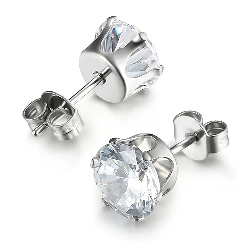 CZ Crown Stud Earrings for Women Round Ball Earrings Bow Jewelry