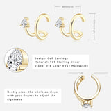 Sterling Silver 0.6cttw Moissanite Ear Clips Earrings