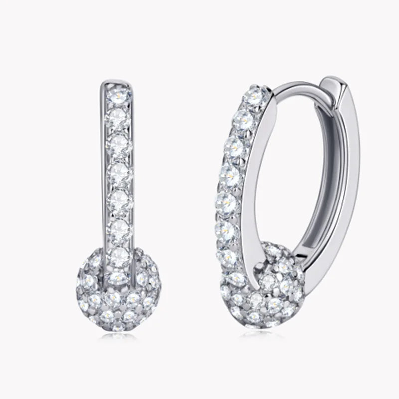 Sparkle Moissanite Hoop Earrings - 925 Sterling Silver