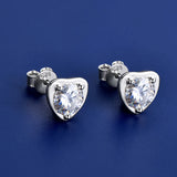 D Moissanite Heart Earrings 925 Silver