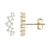 D Moissanite Yellow Plated Ear Crawler Earrings for Women