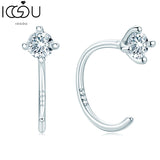 D Moissanite Silver Piercing Hoops Earrings 925 Sterling Silver Cuff
