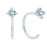 D Moissanite Silver Piercing Hoops Earrings 925 Sterling Silver Cuff