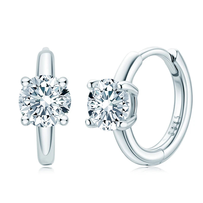 0.5ct VVS1 Moissanite Hoop Earrings 925 Silver