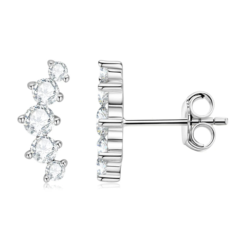 D VVS1 Moissanite Ear Crawler Earrings 925 Sterling Silver Jewelry Gift
