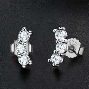Moissanite Crawler Stud Earrings Real Silver 925 Jewelry for Girls