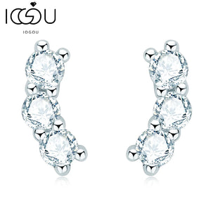 Moissanite Crawler Stud Earrings Real Silver 925 Jewelry for Girls