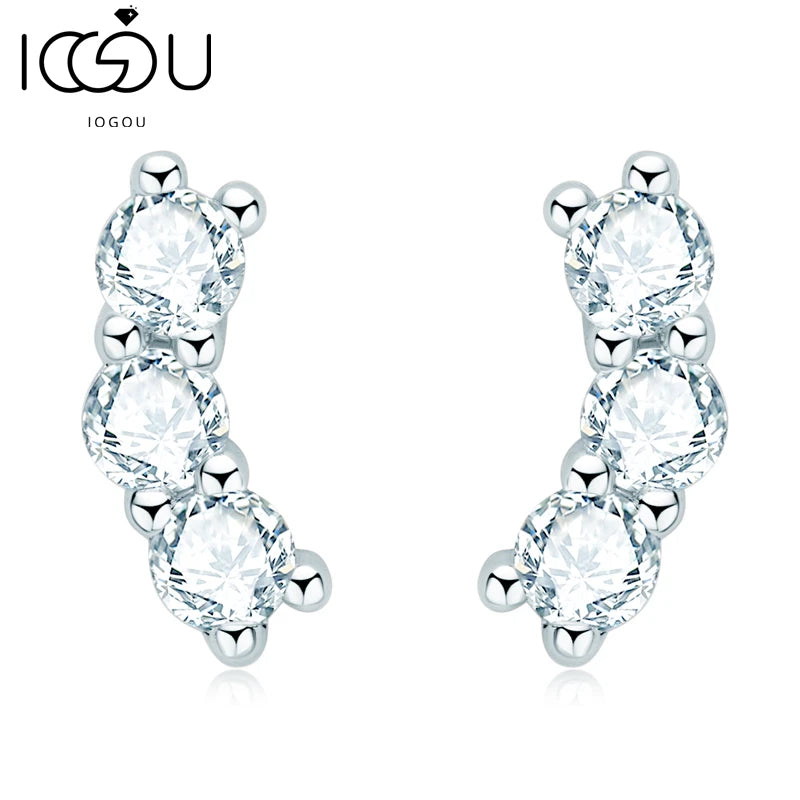 Moissanite Crawler Stud Earrings Real Silver 925 Jewelry for Girls