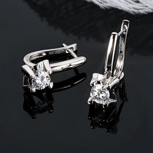 Moissanite Drop Huggie Earring 925 Sterling Silver Hoops