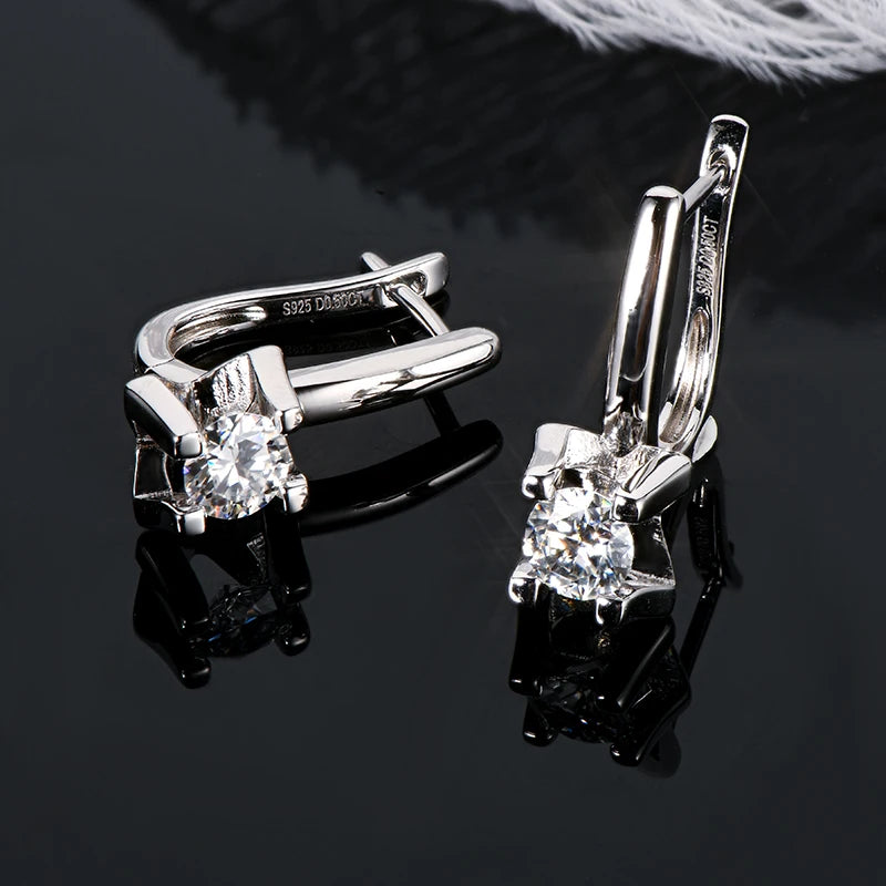 Moissanite Drop Huggie Earring 925 Sterling Silver Hoops