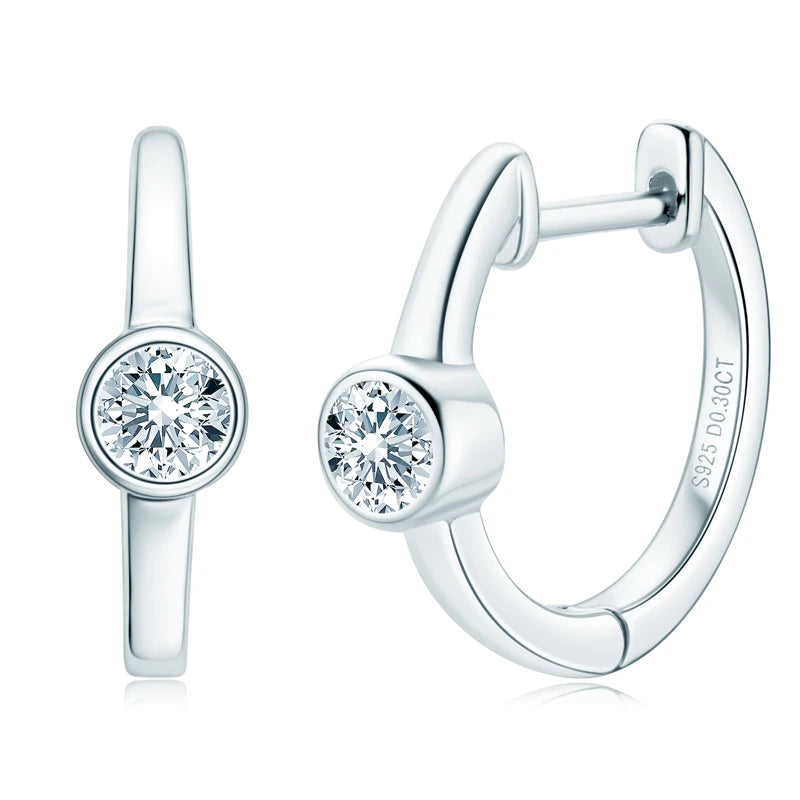 4mm Moissanite Hoop Earrings in 925 Silver