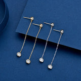 Long Tassel Drop Earrings 1.6cttw Bezel Moissanite 925 Sterling Silver