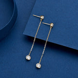 Long Tassel Drop Earrings 1.6cttw Bezel Moissanite 925 Sterling Silver