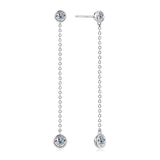 Long Tassel Drop Earrings 1.6cttw Bezel Moissanite 925 Sterling Silver