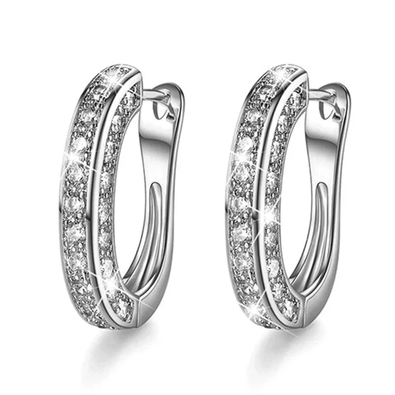 Moissanite Ear Hoop Earrings 925 Silver Woman Wedding Jewelry