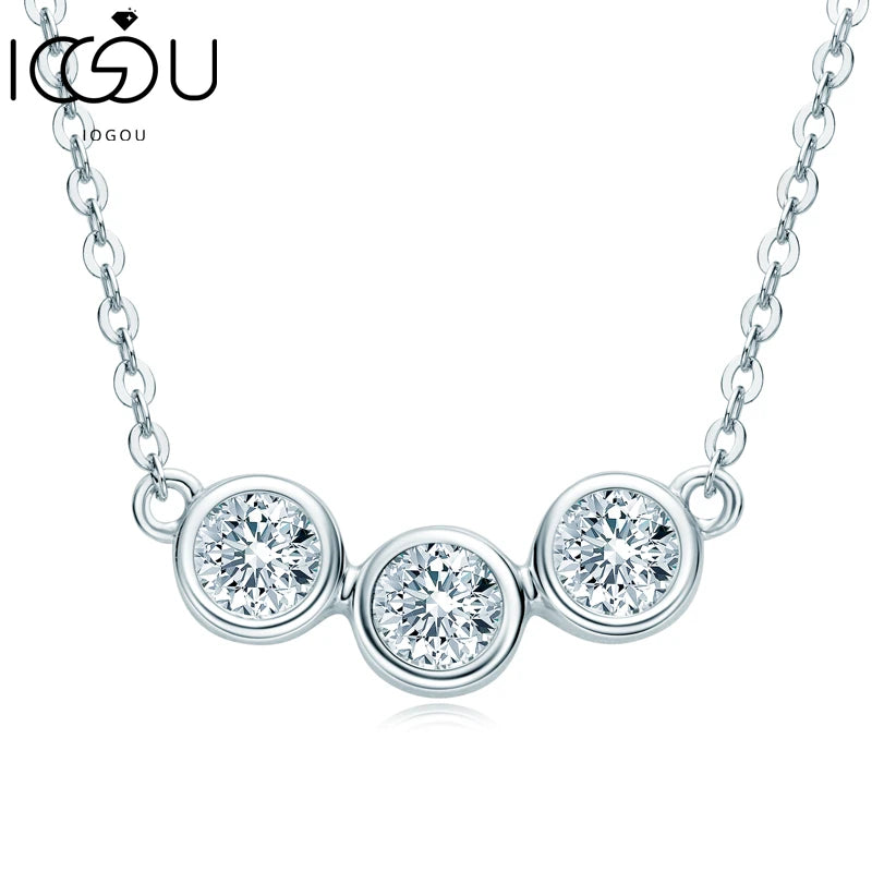 Moissanite Round Cut 4mm Stone Pendant Necklace in 925 Sterling Silver
