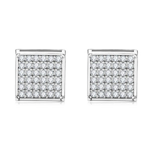 Square Stud Earring Moissanite 925 Sterling Silver Fine Jewelry