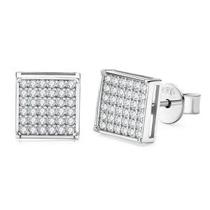 Square Stud Earring Moissanite 925 Sterling Silver Fine Jewelry