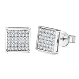 Square Stud Earring Moissanite 925 Sterling Silver Fine Jewelry