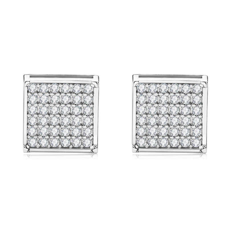 Square Stud Earring Moissanite 925 Sterling Silver Fine Jewelry