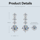 Real Moissanite Dangle Huggie Drop Earrings 925 Silver Original Jewelry