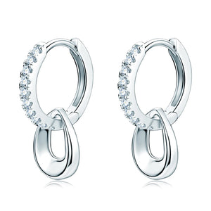 Moissanite Hoop Earrings 925 Silver D VVS1 1.3mm Diamond Dangle Fine Jewelry