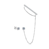 Moissanite Tassel Earring Cuff D 5mm Piercing Stud Earrings