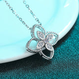 925 Sterling Silver Flower Shaped Necklace - Thanksgiving Jewelry Gift