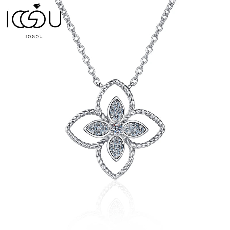 925 Sterling Silver Flower Shaped Necklace - Thanksgiving Jewelry Gift