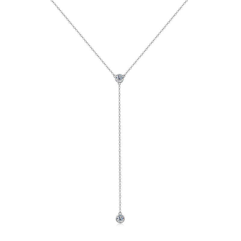 Moissanite Diamond Necklace Tassel Pendant 925 Sterling Silver
