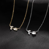 Rose Flower Necklace 925 Sterling Silver Tulips Pendant Fine Jewelry