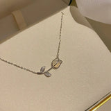 Rose Flower Necklace 925 Sterling Silver Tulips Pendant Fine Jewelry