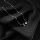 Rose Flower Necklace 925 Sterling Silver Tulips Pendant Fine Jewelry
