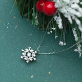925 Silver Christmas Snowflake Necklace Zircon Pendant Gift