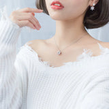 925 Silver Christmas Snowflake Necklace Zircon Pendant Gift