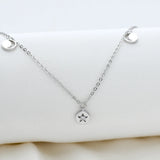 Star Moon Charm Choker Necklace 925 Silver Sona Diamond