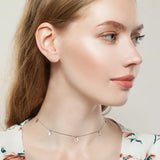 Star Moon Charm Choker Necklace 925 Silver Sona Diamond