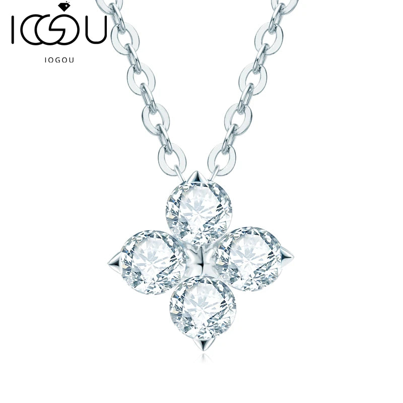 3mm Moissanite Pendant Necklace 925 Silver Vintage Clover Choker