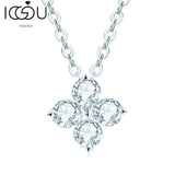 3mm Moissanite Pendant Necklace 925 Silver Vintage Clover Choker